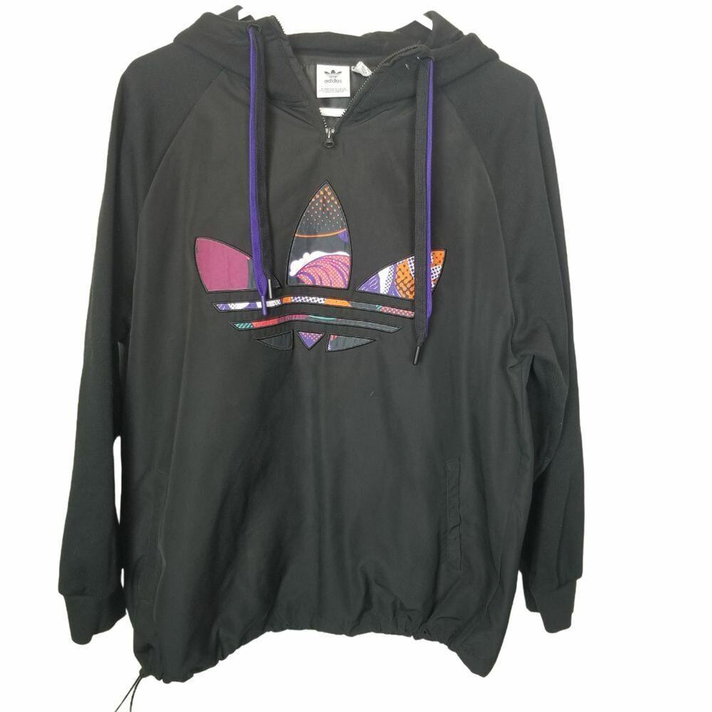 Adidas CNY Chinese New Year Mens Hoodie Sweatshirt Size M Black 1/4 Zip Active